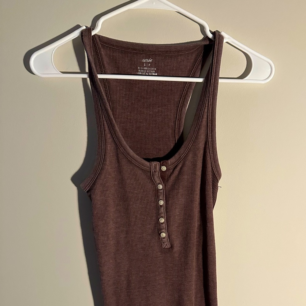 Small Brown aerie button tank top